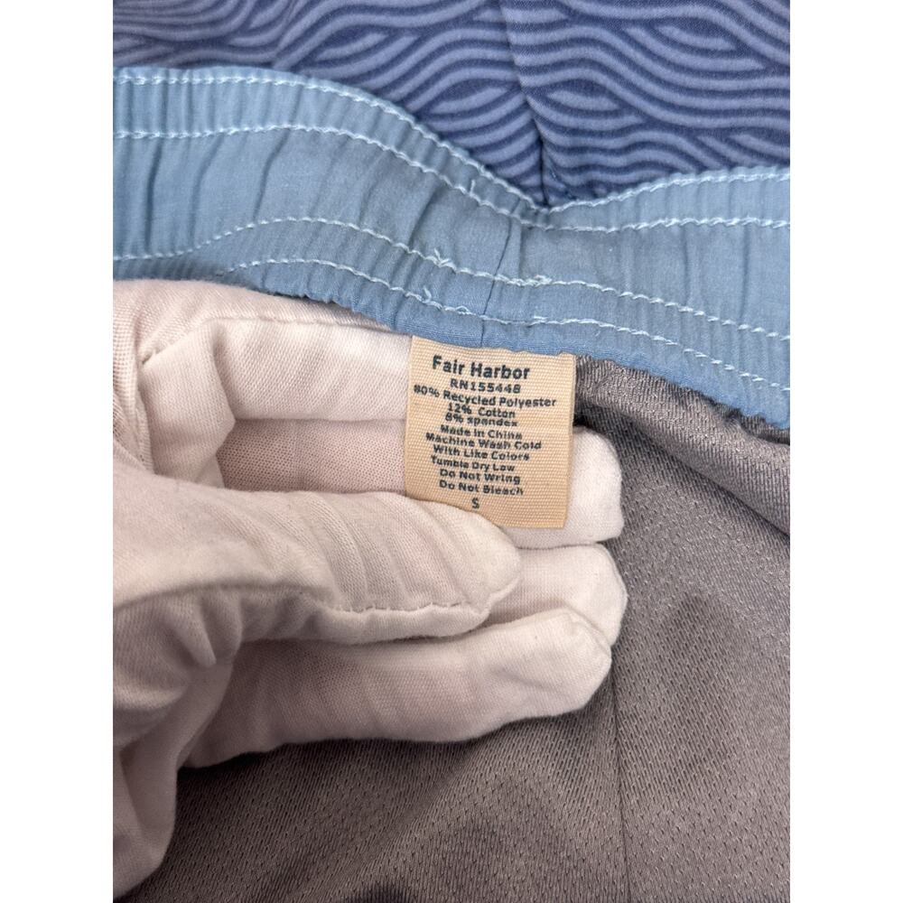 Fair Harbor Bayberry Trunks Small Mens Blue Waves Print Drawstring Waist Lined - Picture 6 of 6